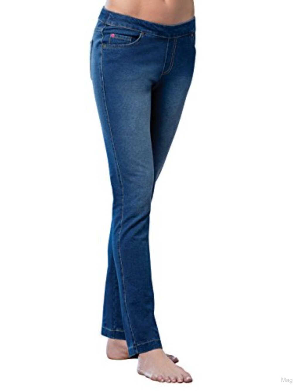 Women's Petite Denim Jeggings Stretch Skinny Pull-On Jeans with Drawstring